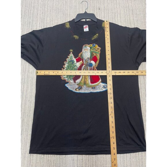 Vintage Soffe Shirts Made in USA Xl Santa Patch Design Black Single Stitch - Picture 7 of 7